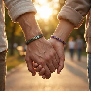 Zen Master Couple Combo - Mint Hematite Arrow & Amethyst Bracelets