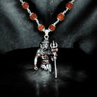 Lord Shiva Pendant Silver Plated Rudraksha Mala