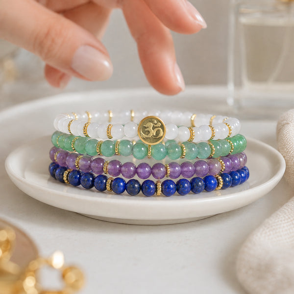 Luck 4 mm crystal bracelet stack - everyday-use styling photograph