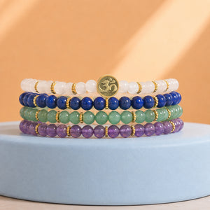 Luck 4 mm crystal bracelet stack - editorial product photograph