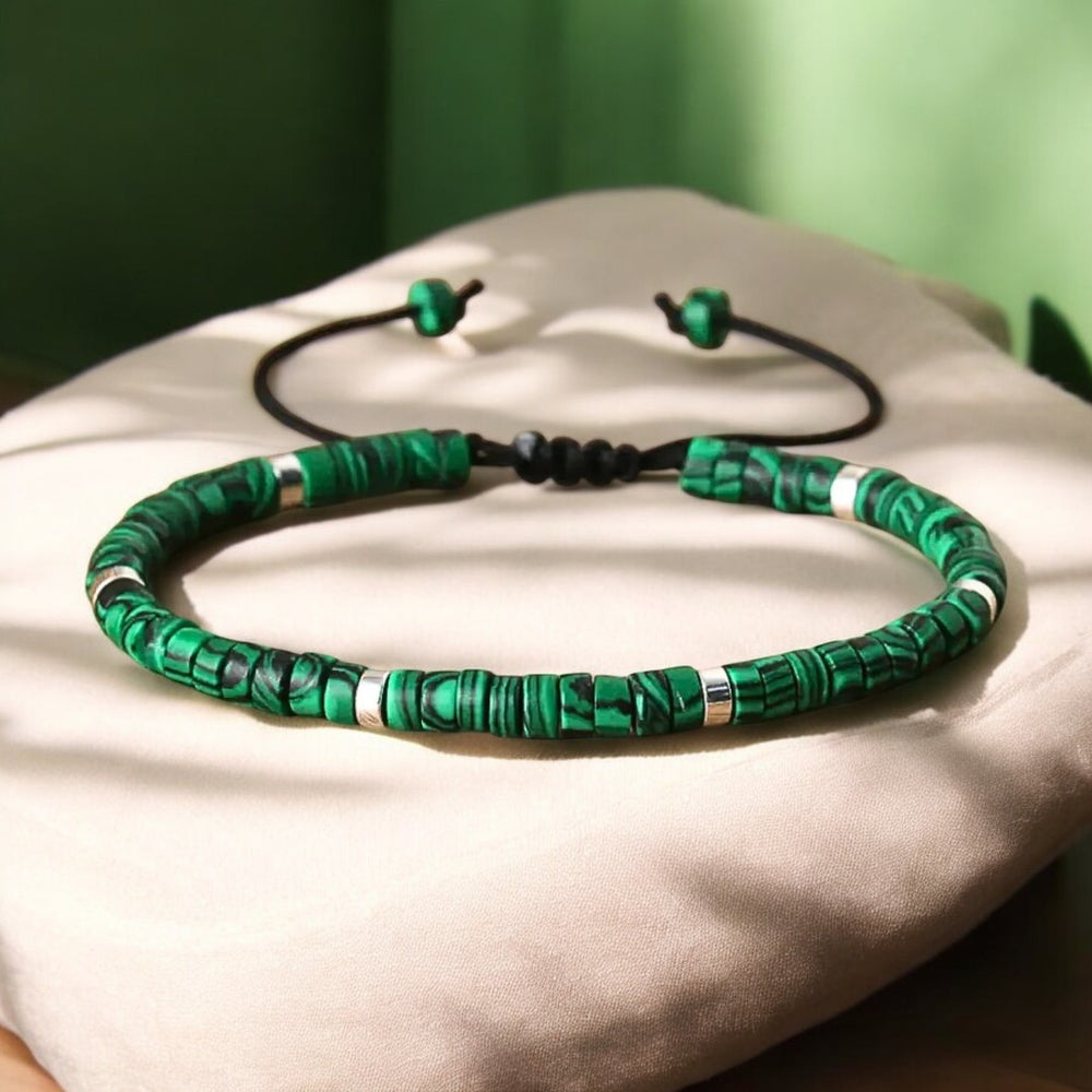 Malachite Natural Stone Bracelet for Stone of Protection, Transformation & Inner Strength