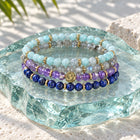 Manifestation Bracelet Stack - Amazonite, Labradorite, Amethyst & Lapis Lazuli (Set of 4)