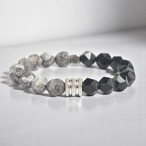 Map Stone & Obsidian Bracelet – Grounding, Stability & Inner Clarity