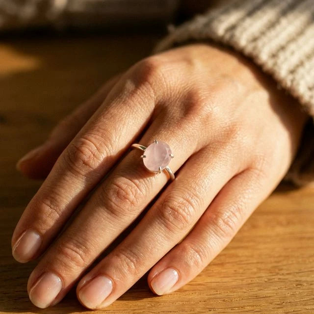 Natural Rose Quartz Stone Ring