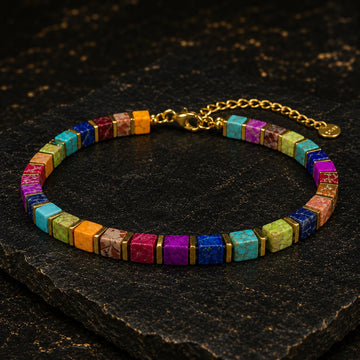Multi Imperial Jasper Bracelet with Golden Hematite - Natural Tranquility Bracelet