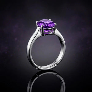 Natural amethyst stone ring in a silver band for calm and intuition - Soultheory India