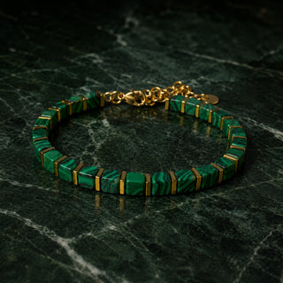 Malachite Bracelet with Golden Hematite - Natural Transformation Bracelet
