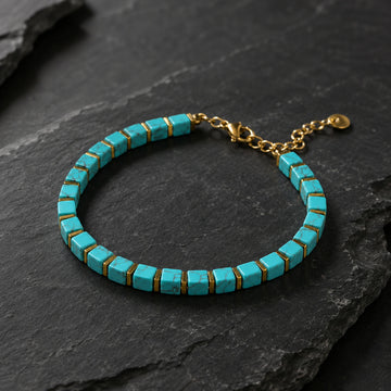 Turquoise Bracelet with Golden Hematite - Natural Healing Bracelet