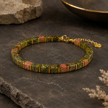 Unakite Bracelet with Golden Hematite - Natural Renewal Bracelet