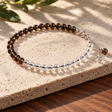 Peace Anklet - Smoky Quartz & Clear Quartz