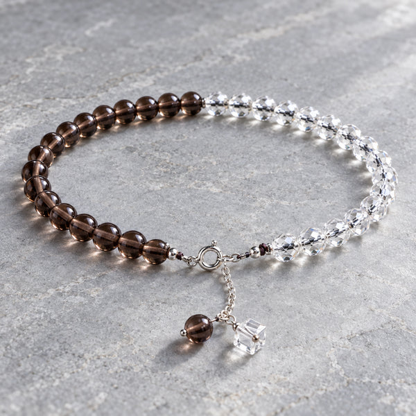 Soultheory Peace Anklet - Smoky Quartz & Clear Quartz - close product detail