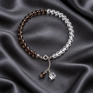 Soultheory Peace Anklet - Smoky Quartz & Clear Quartz - fabric styling photograph