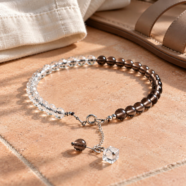 Soultheory Peace Anklet - Smoky Quartz & Clear Quartz - everyday-use styling photograph