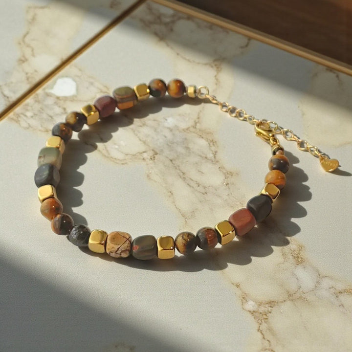 Picasso Jasper Stainless Steel Natural Stone Bracelet - Soultheory certified