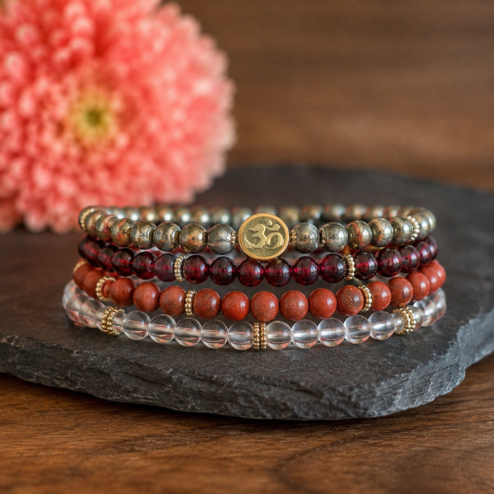 Prosperity 4 mm crystal bracelet stack - hero product photograph