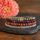 Prosperity Bracelet Stack - Pyrite, Garnet, Red Jasper & Clear Quartz (Set of 4)
