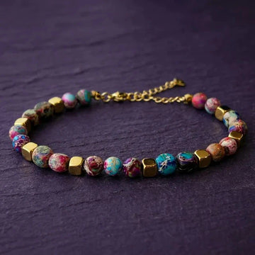 Purple Jasper Stainless Steel Natural Stone Bracelet