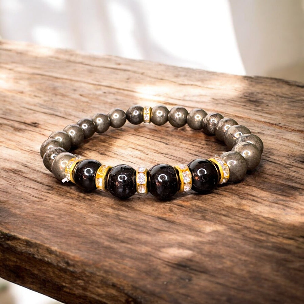 Pyrite Black Tourmaline For Wealth, Prosperity & Prevent negativity