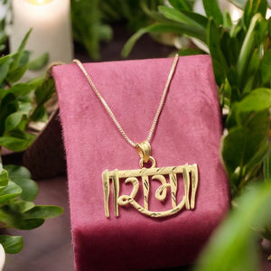 Shri Ram Pendant With Chain Gold Plated - worn on wrist