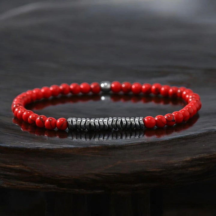 Red Turquoise Round 4mm bracelet