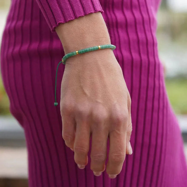 Green Aventurine Natural Stone Bracelet for Luck, Prosperity, and Emotional Healing