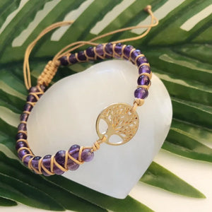 Amethyst Stone Tree of Life Bracelet