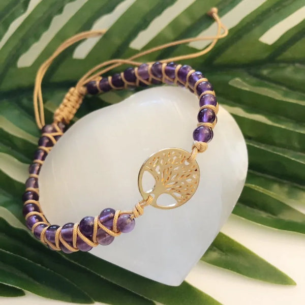 Amethyst Stone Tree of Life Bracelet