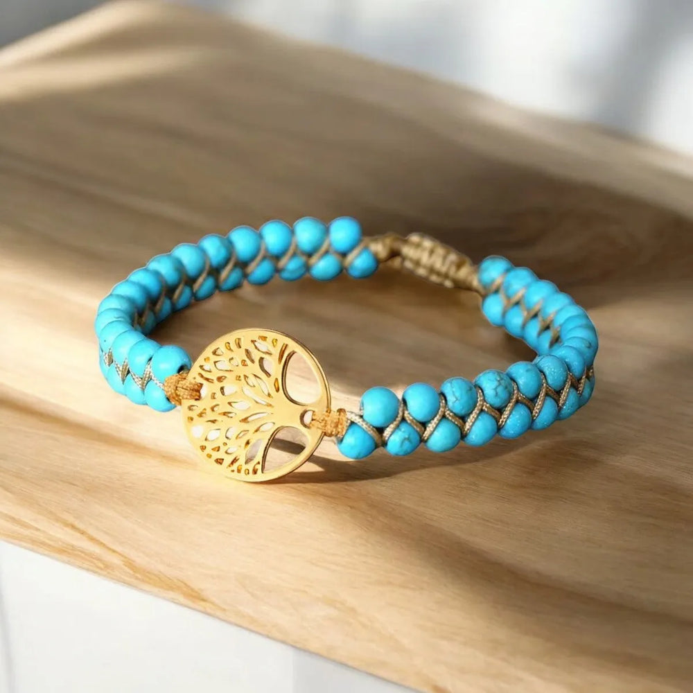 Turquoise Stone Tree of Life Bracelet
