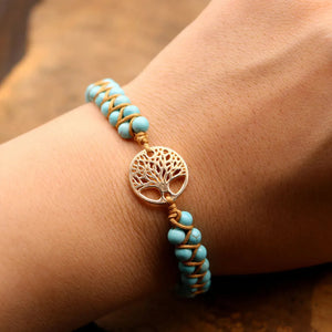 Turquoise Stone Tree of Life Bracelet