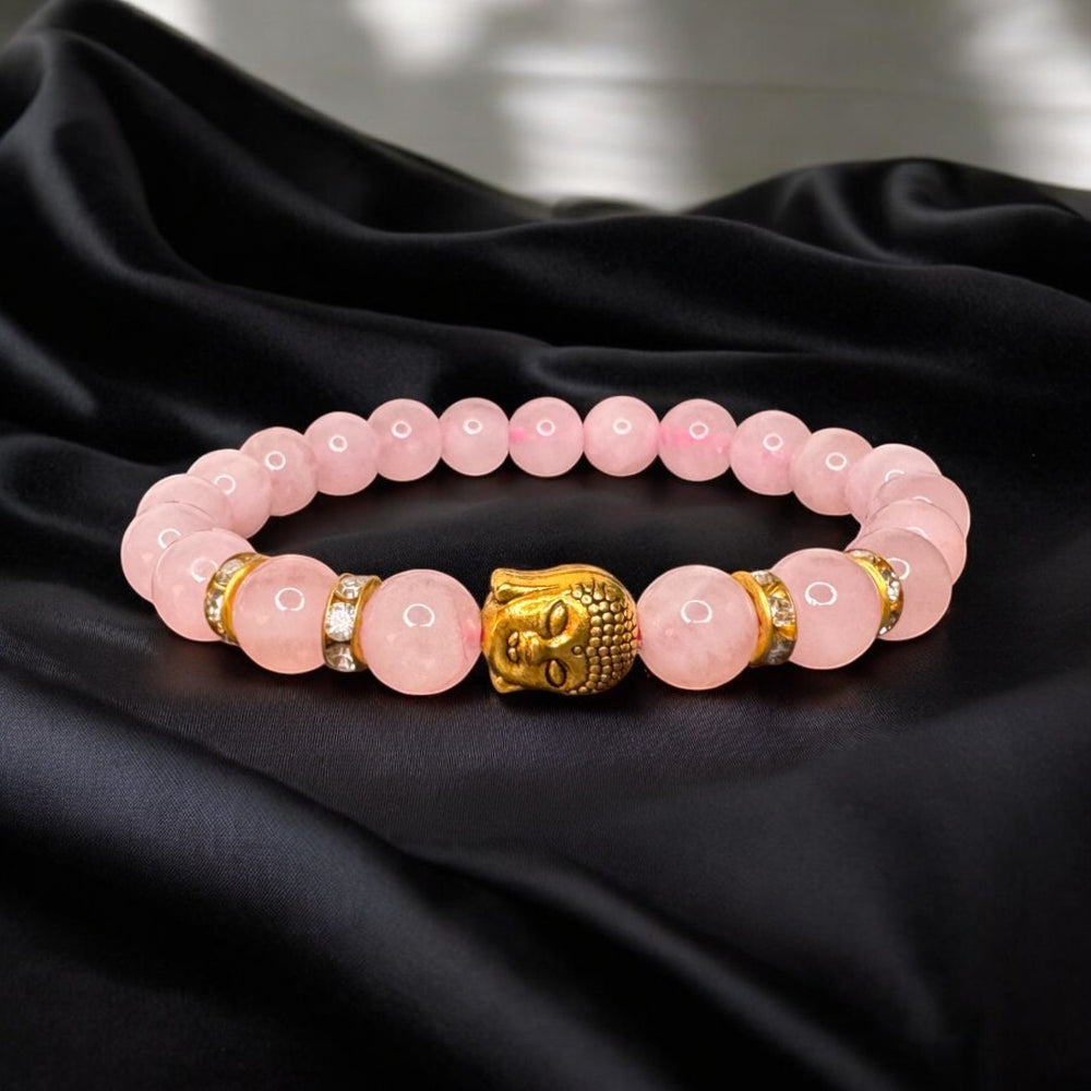 Rose Quartz Natural Stone Buddha Bracelet