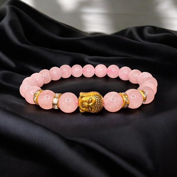 Rose Quartz Natural Stone Buddha Bracelet