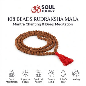 108 bead rudraksha mala benefits chart for japa chanting, deep meditation and calm focus