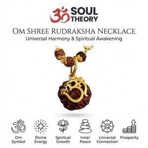 Om Shree rudraksha necklace benefits chart for spiritual growth, inner peace and prosperity