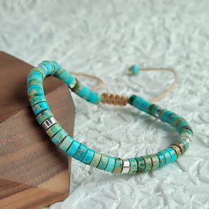 Blue imperial Jasper Natural Stone Bracelet For Stress Relief, Protection, and Spiritual Growth