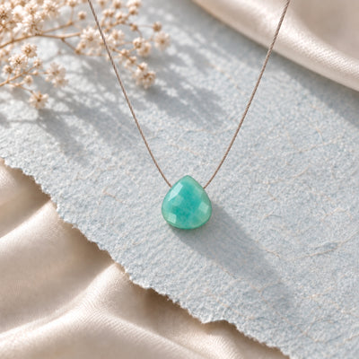 Amazonite Fine Cord Necklace - hero photograph on a styled surface
