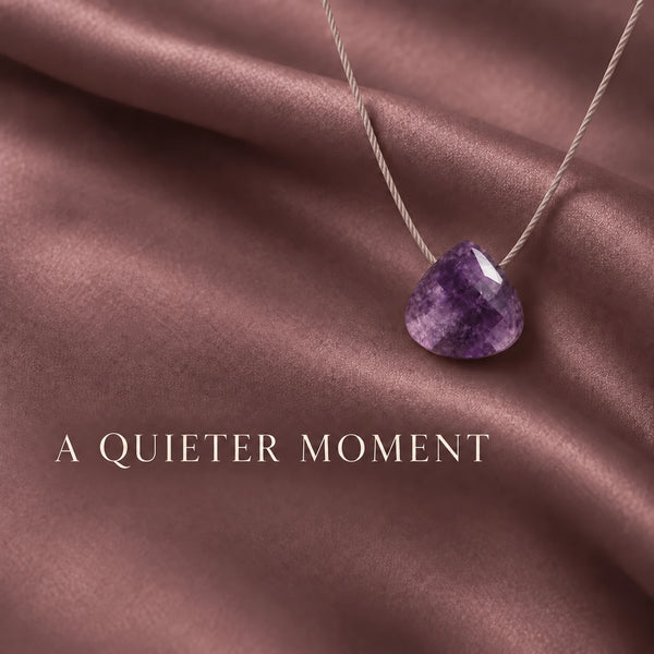 Amethyst Fine Cord Necklace - symbolic benefit photograph