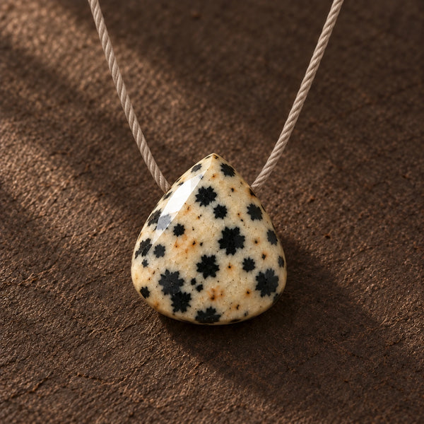 Dalmatian Fine Cord Necklace - faceted stone and fine cord detail
