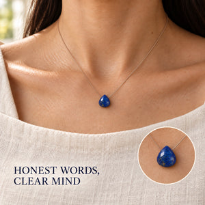 Lapis Lazuli fine cord necklace 02 model close