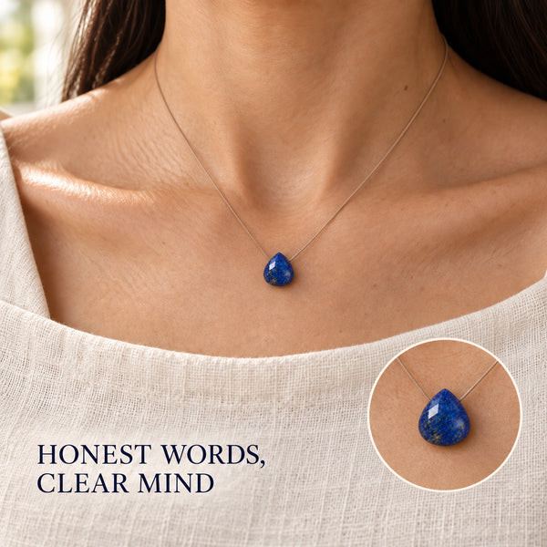 Lapis Lazuli fine cord necklace 02 model close