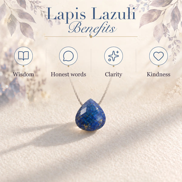 Lapis Lazuli fine cord necklace benefits: Wisdom, Honest words, Clarity, Kindness