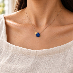 Lapis Lazuli fine cord necklace 05 model initial