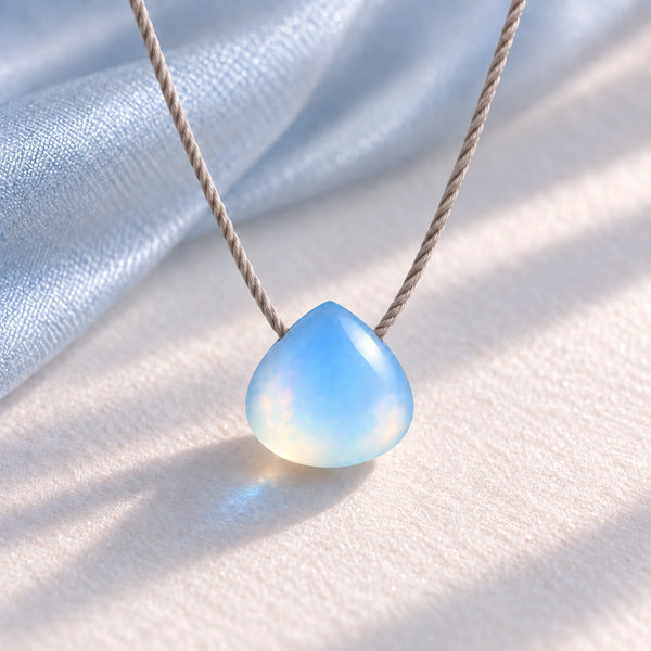 Opal Fine Cord Necklace - faceted stone and fine cord detail