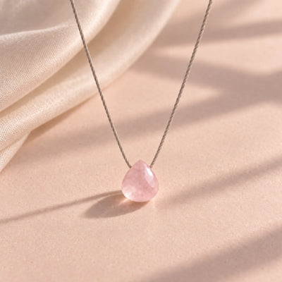 Rose Quartz fine cord necklace 01 hero