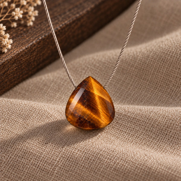 Tiger Eye fine cord necklace 04 macro