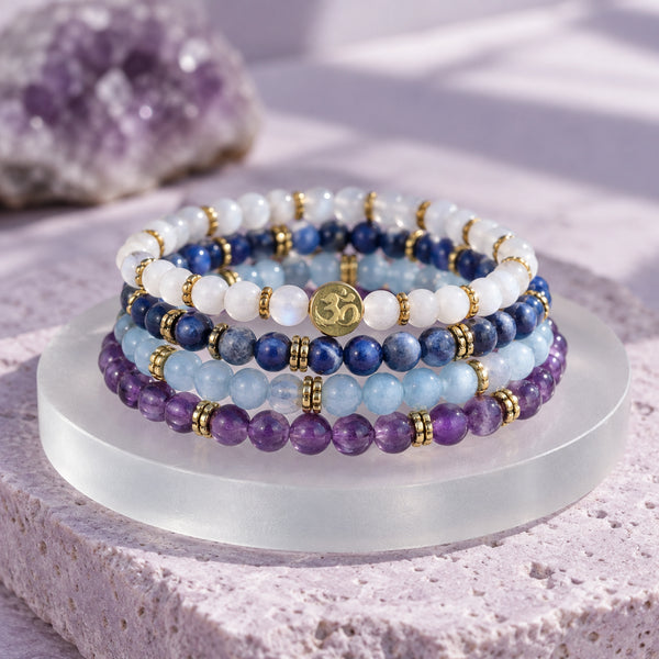 Soultheory Spiritual 4 mm bracelet stack with Amethyst, Sodalite - hero product photograph