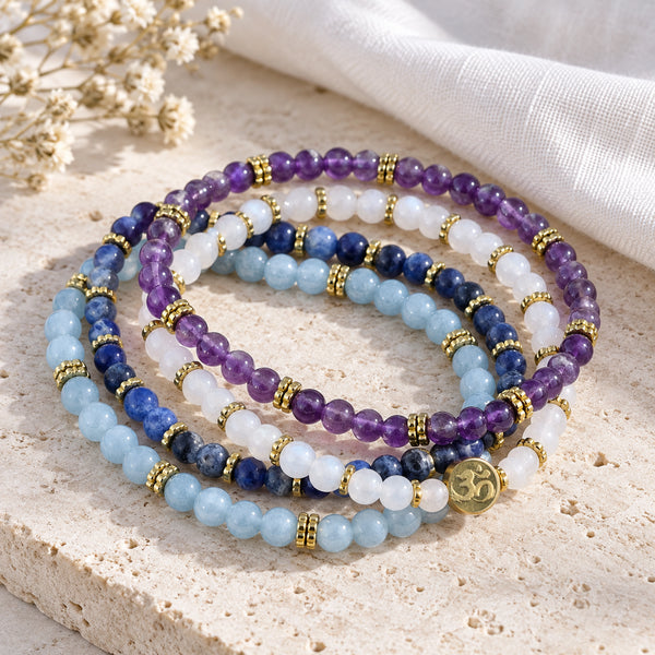 Soultheory Spiritual 4 mm bracelet stack with Amethyst, Sodalite - close product detail