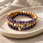 Amethyst & Rosewood Crystal Bracelet Stack - Set of 3