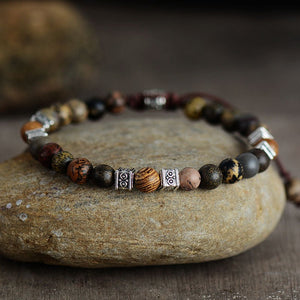 Tibetan Warrior Natural Stone Bracelet - worn on wrist
