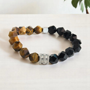 Tiger Eye & Obsidian Bracelet - Power, Protection & Grounding