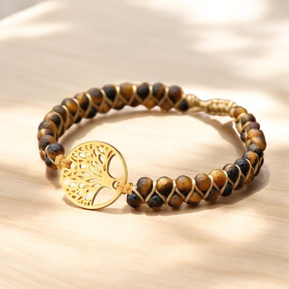Tiger Eye Stone Tree of Life Bracelet